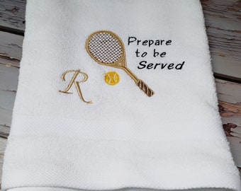 Gouden tennishanddoek geborduurd racket: cadeau voor tennisser