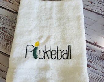 Gepersonaliseerde Pickleball-handdoek, geborduurd ontwerp, Pickleball-cadeau