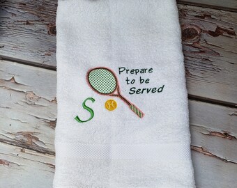 Embroidered Tennis Towel: Personalized Racquet Initial Design