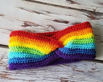 Rainbow Crochet Twisted Headband Gift for Best Friend, Knit Ear Warmer, Infinity Crochet  Hairband Turban, Boho Head Wrap Fall Head Wrap DIY