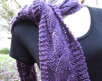 Custom Knit Boho Scarf, Finished Crochet Scarf, Purple Knitted Rustic Scarf Handmade, Scarves for Women, Teens, Fabulous Gift for Mom