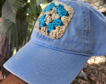 Trucker Hat, Granny Square, Crochet, Western, Bohemian, Snap  display picture 1