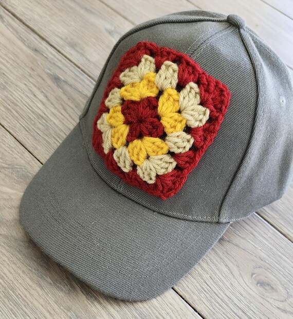 Granny Square Trucker Hat - Hand Crocheted Dark Gray NEW Hand Crocheted Granny Square Trucker Hat - Etsy main image 4
