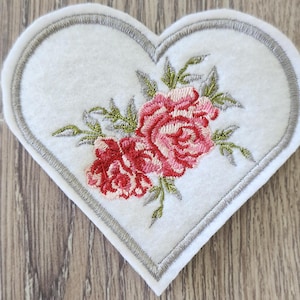 Patch Applique with Embroidery Heart Roses