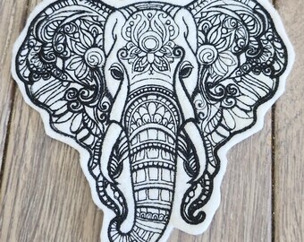 Embroidered Mandala Patch Elephant, Mom Gift