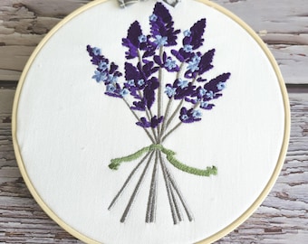 Lavender Bouquet Embroidery Hoop: Handmade Floral Wall Art