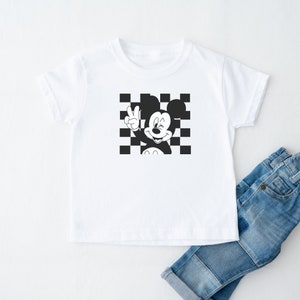 Mickey Peace Sign, Birthday Shirt, Mickey Mouse, 2nd Birthday Shirt, Checkered Mickey Shirt, Trendy Mickey, Boys Birthday, Disney Shirt