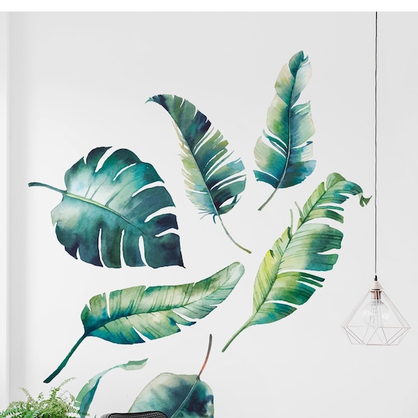 Tropical Leaves Wall Sticker Decal | Jungle Leaves Wall Stickers | Decorative Stickers | Palm Leaves | Banana Leaves