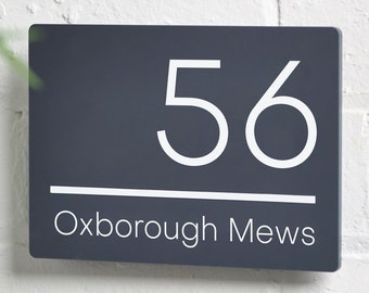 Contemporary House Sign Door Number, Acrylic Bespoke Modern House Number Address Plaque