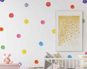 Polka Dot Wall Stickers | Rainbow Watercolour Decal's Dots | Watercolor Spots