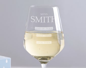 Personalized Wine Glass, Engraved Teacher Gift, Handmade