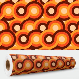 Retro Circles Vinyl Wrap For Furniture, Self Adhesive Peel & Stick Stickers Home Decor, Doors, Stairs, Fridges, Kitchen Units