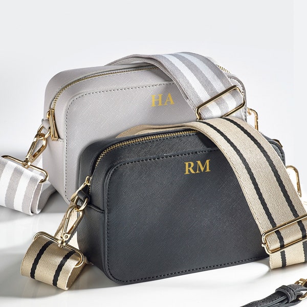 Monogram Cross Body Bag, Personalised Shoulder Bag With Strap, Personalized Hand Bag, Personalised Key Ring