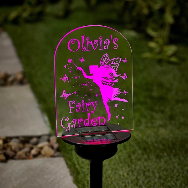 Personalised Fairy Garden Solar Light LED Colour Changing Sign