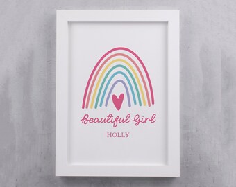 Personalised Framed Rainbow Print | Nursery Print | Wall Art | A4 Print | Any Name Added | Personalised Wall Art