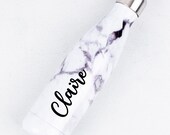 Personalised Water Bottle Vacuum Insulated Stainless Steel Chilly Flask 500ML, Hot or Cold, Gym Bottle, Double Wall, Gift, Marble Effect