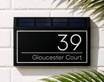 Solar Light House Signs LED Door Number Sign Plaque