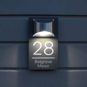 Solar House Sign LED Illuminated Contemporary Modern Door Number Plaque image 6