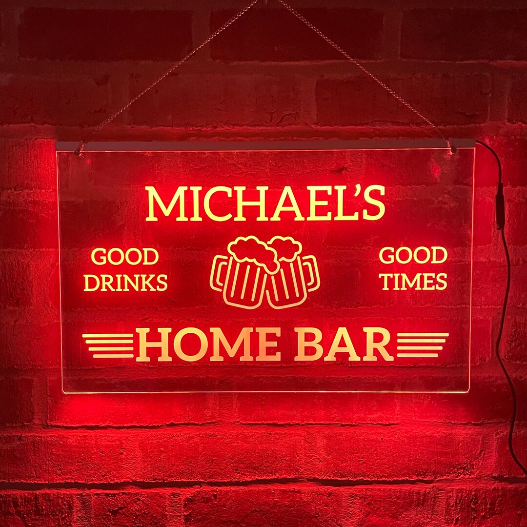 Personalised Bar Sign, LED Neon Custom Illuminated Light up Man Cave