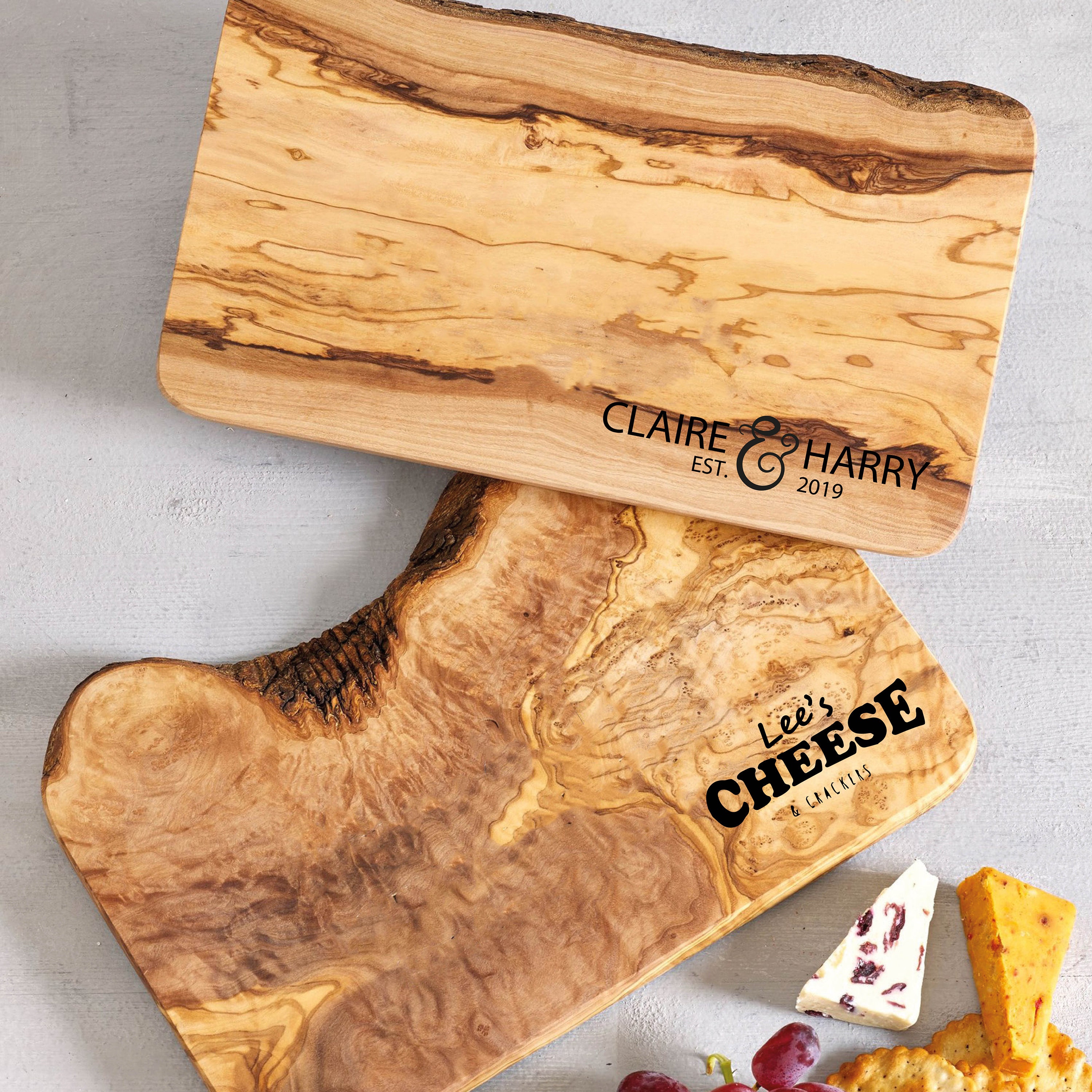 Personalised olive wood chopping board