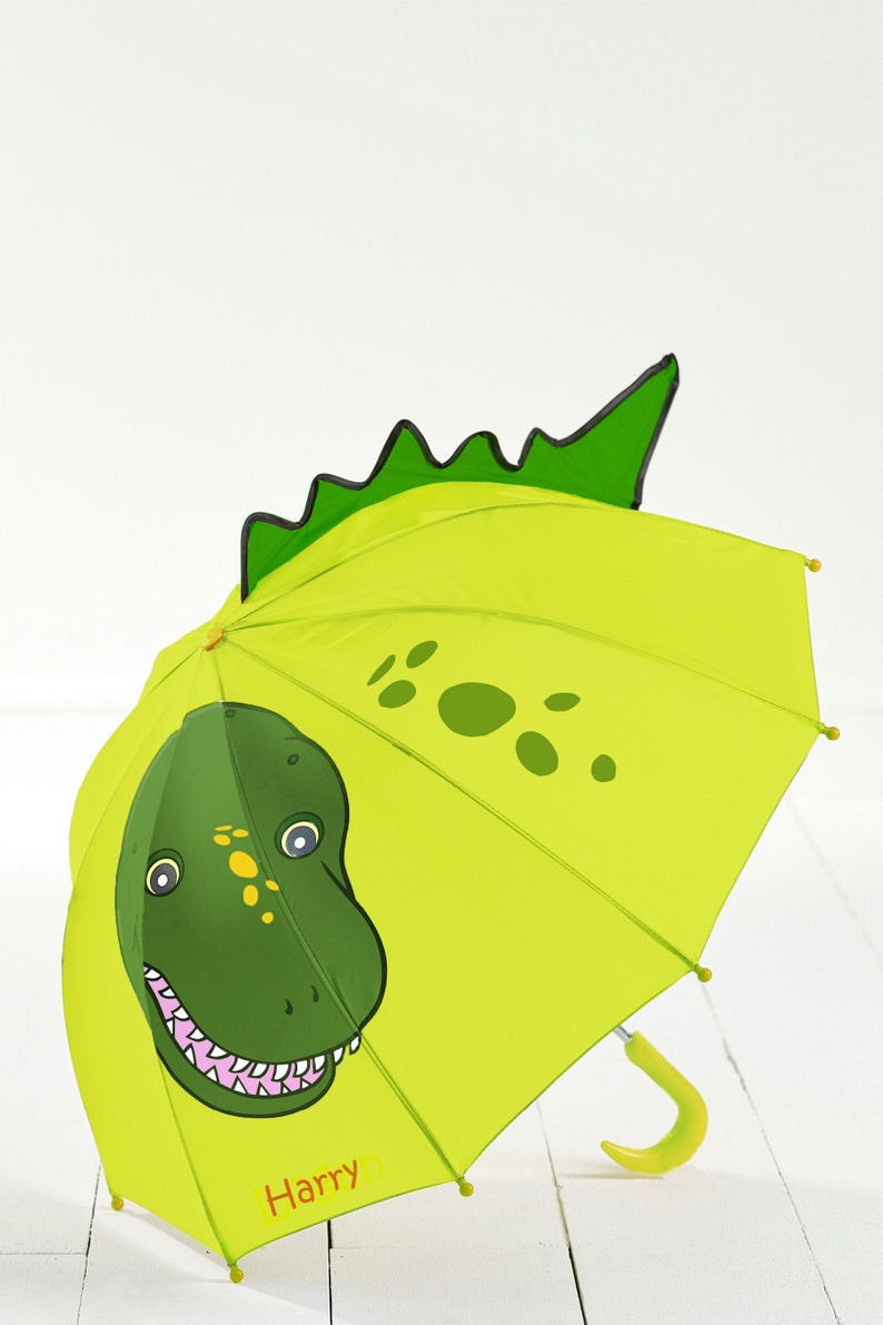 Personalised Kids Umbrella, Kids Umbrella, Childrens Animal Umbrella, Dinosaur,Any Name, Gifts for Children, Dinosaur Umbrella, image 1