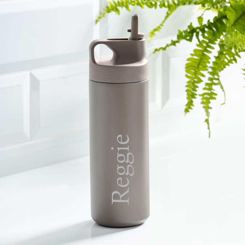 Personalised Insulated Water Bottle: Stainless Steel Flask With Straw ...