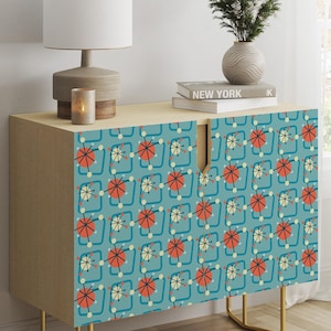 Retro Atomic Vinyl Wrap: Self Adhesive Furniture Film