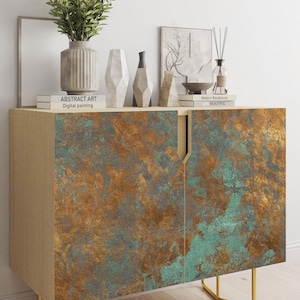 Rust Patina Metal Effect Self Adhesive Vinyl Wrap For Furniture, Rusty Metal Decal Stickers For Kitchens. Walls Home Decor