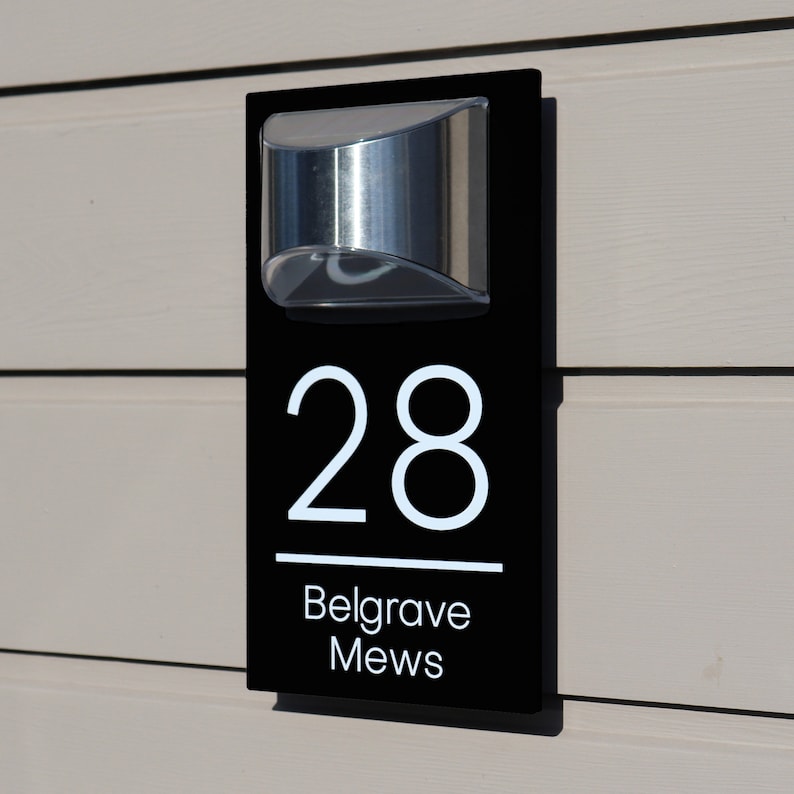 Solar House Sign LED Illuminated Contemporary Modern Door Number Plaque image 7