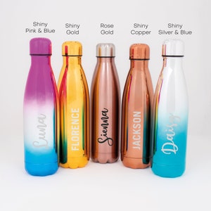 Personalised Water Bottle Vacuum Insulated Stainless Steel Chilly Flask 500ML, Hot or Cold, Gym Bottle, Double Wall, Gift