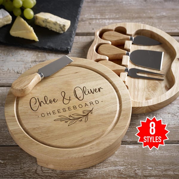 Personalised Cheese Board Set Personalized Rustic Cheese Board, Gift for Him, Gift for Her, Gift for Couples Wedding Gift.