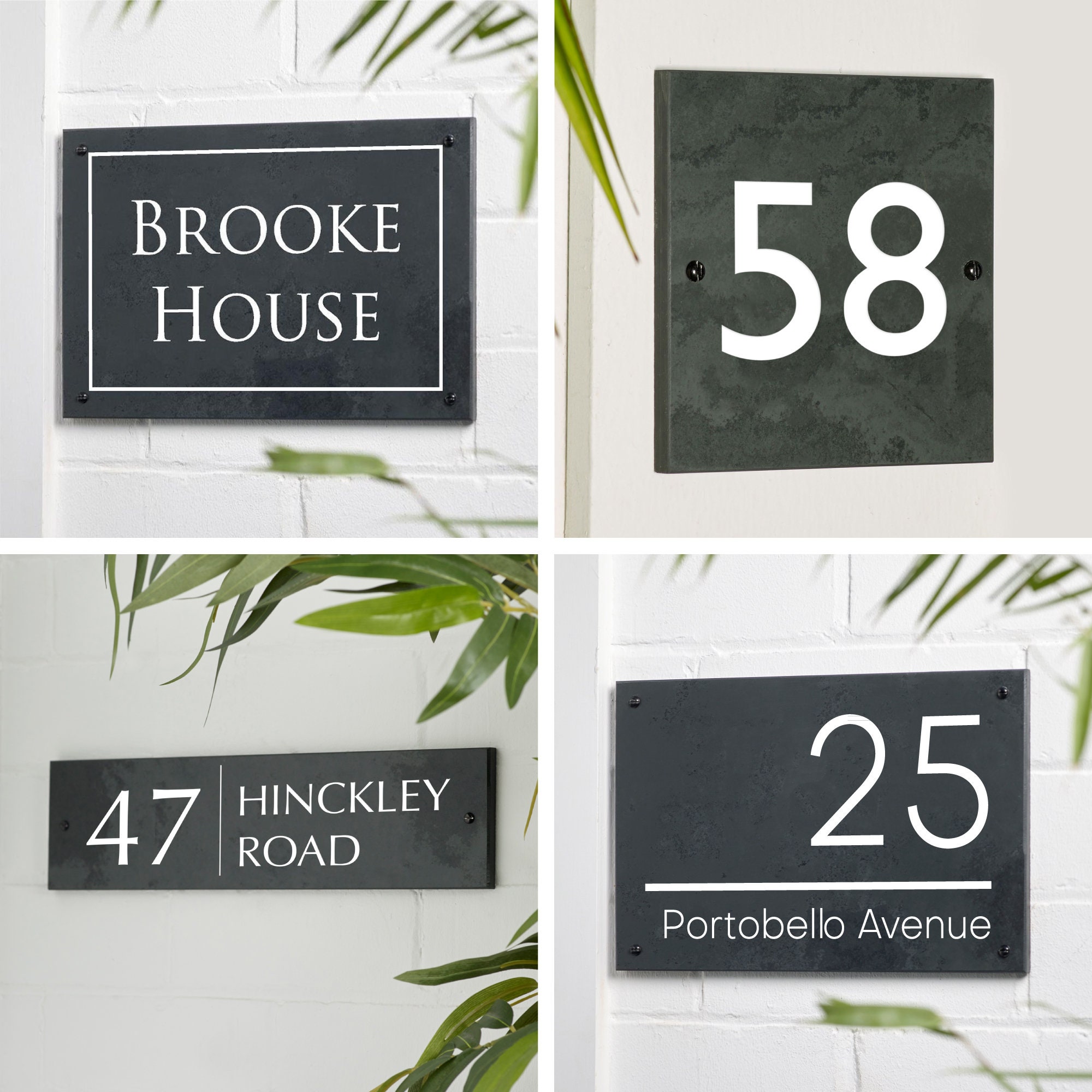 High Quality Deep Engraved Natural Honed Slate House Name Sign Number Plaque
