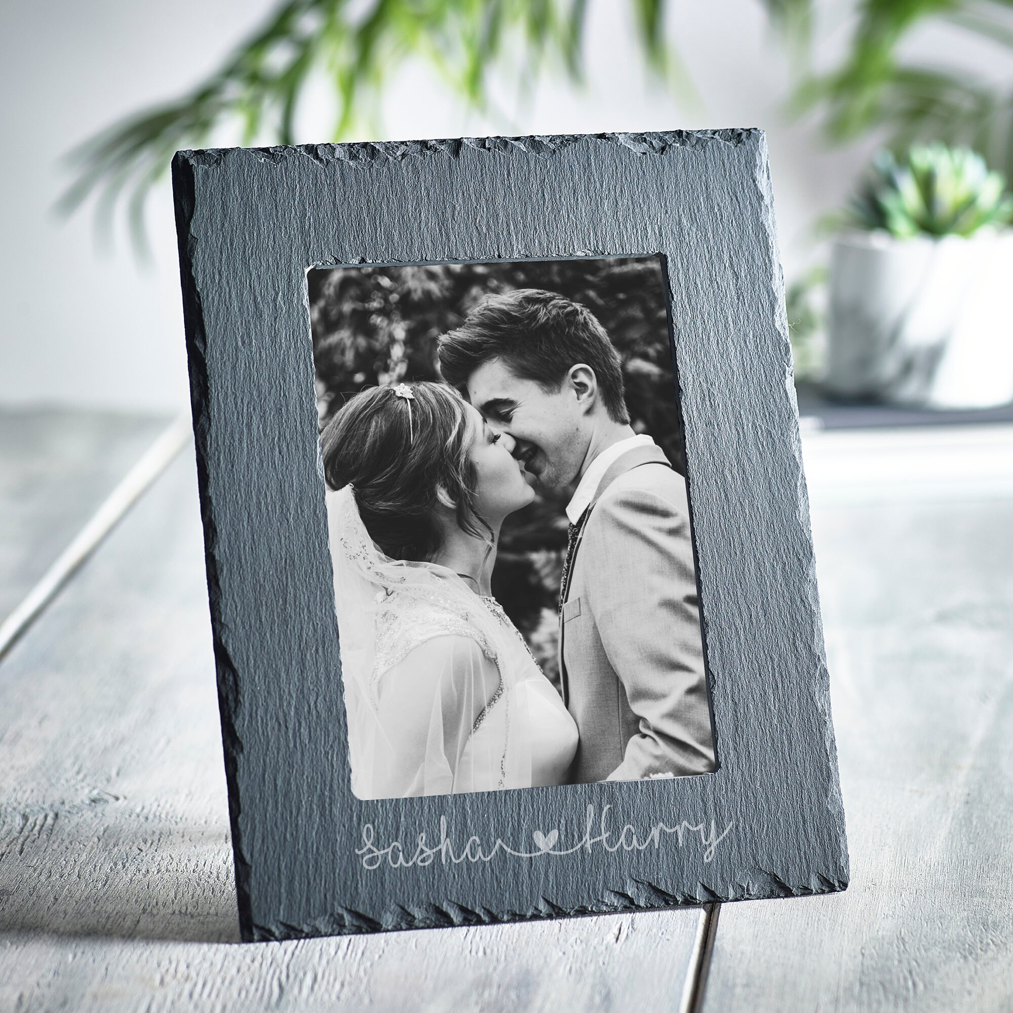 Personalised Slate Photo Frame 5x7 Standing Slate Frame Etsy UK