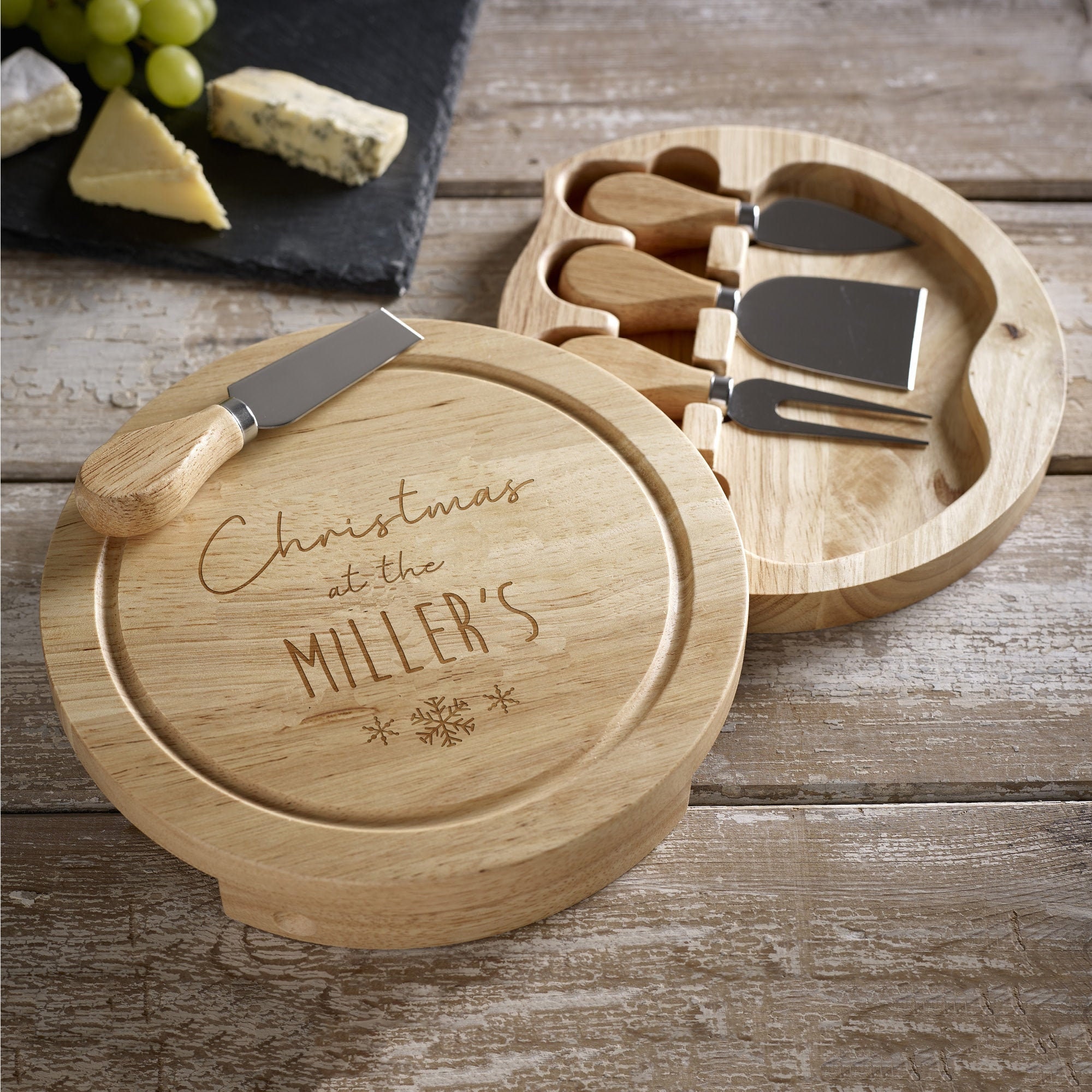 Christmas Personalised Cheese Board and Knives Set Etsy