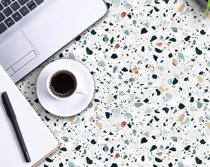 White Terrazzo Pattern Vinyl Wrap Vinyl Wraps for Furniture, Self ...