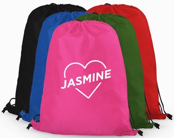 Kids Personalised PE Bag | Any Name | Children's Bag | School Bag | Swimming Bag | Heart Bag