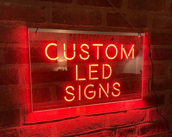 Custom LED Neon Sign, Personalised Light Up Illuminated Home Bar Man Cave Wedding Sign