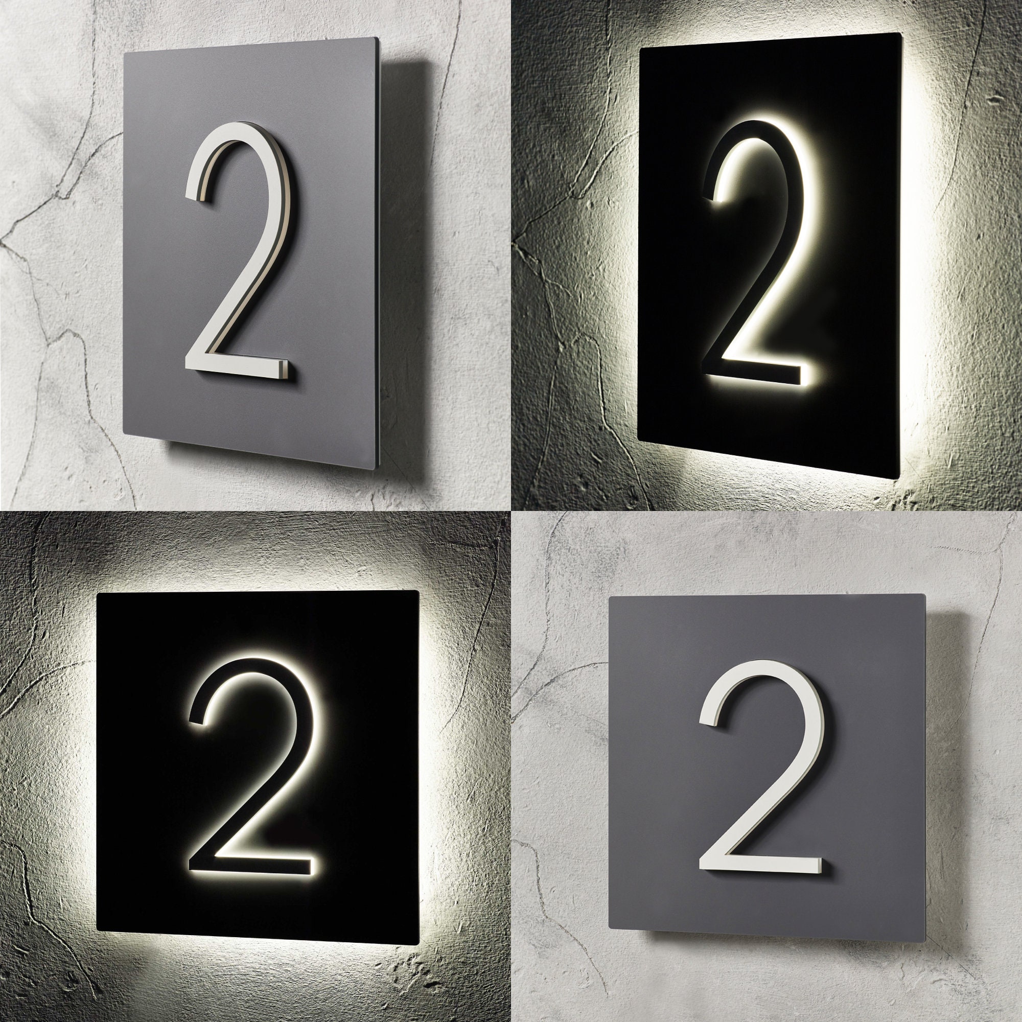 Illuminated House Number LED Halo 3D Acrylic Door Number Sign Etsy