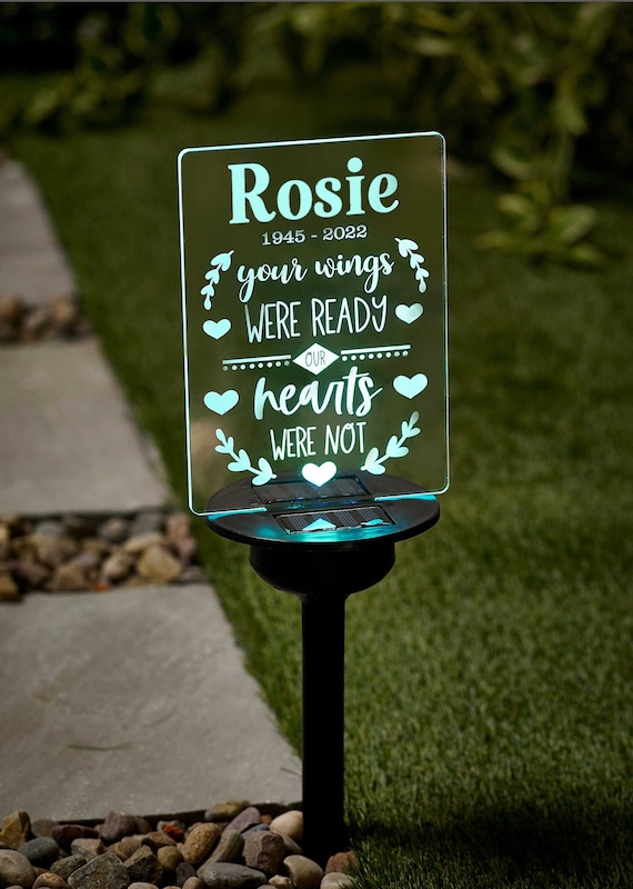 Signe de lumière solaire de jardin de souvenir de marqueur de tombe  commémoratif personnalisé, changement de couleur de LED -  Canada