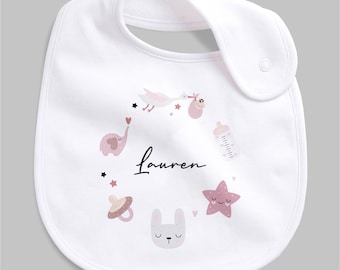 Personalised Baby Bib, Girls Bib, Personalized Newborn Baby Shower Gift Dribble bib