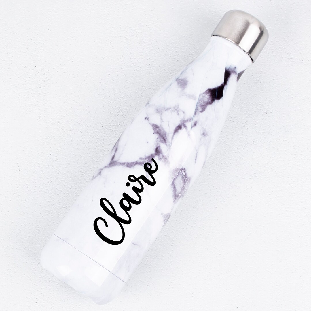 Personalised Marble Water Bottle: Stainless Steel Insulated Chilly ...