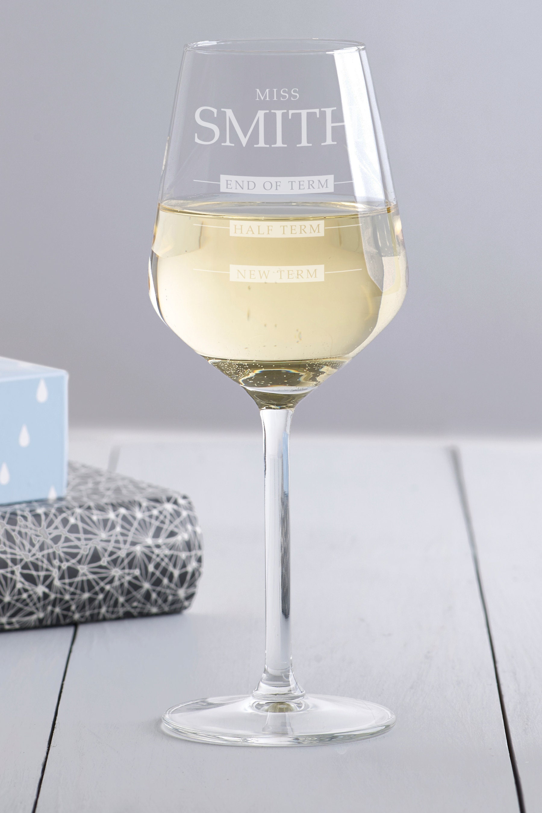 personalised wine and glass