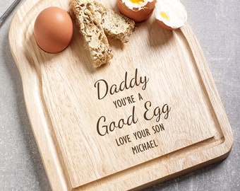 Personalised Egg & Toast Board | Egg and Soldier Fathers Day Breakfast Breakfast Dippy Egg Board | Fathers Day Gift