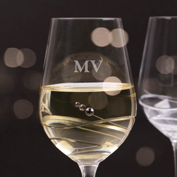 Personalised Diamante Wine Glass Laser Engraved Gift Ideas | Etsy
