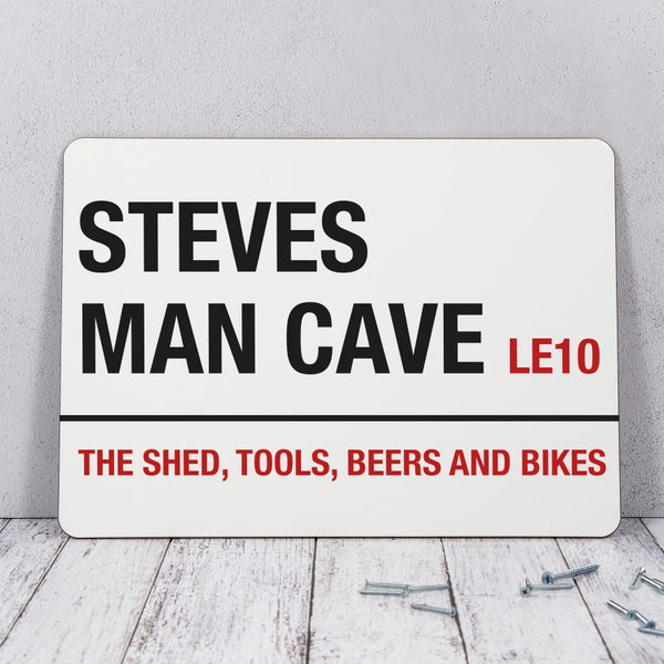 Personalised Man Cave Sign, London Street Sign Plaque, Bar, Office, Games Room, Gift, Daddy,