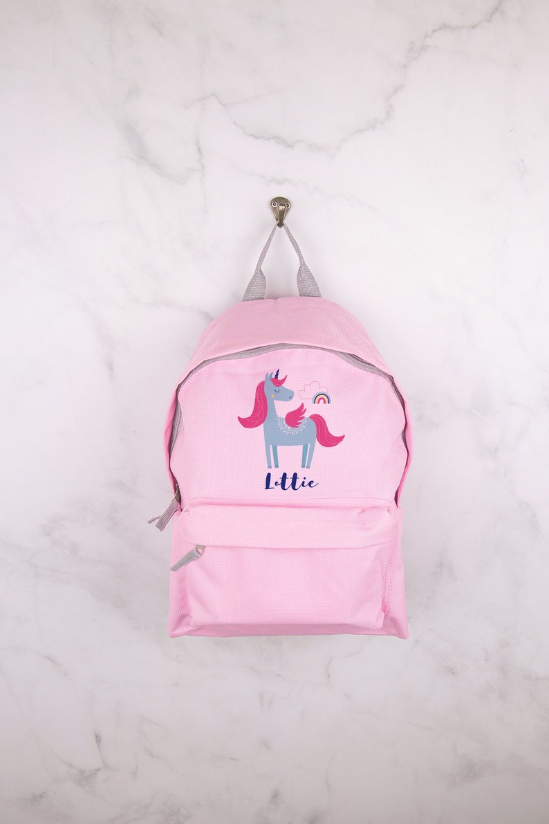 Personalised Unicorn Backpack Any Name Kids Childrens Girls Back To School Bag