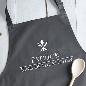 Personalised Apron | King Or Queen Of The Kitchen | Personalized Head Chef Name Apron