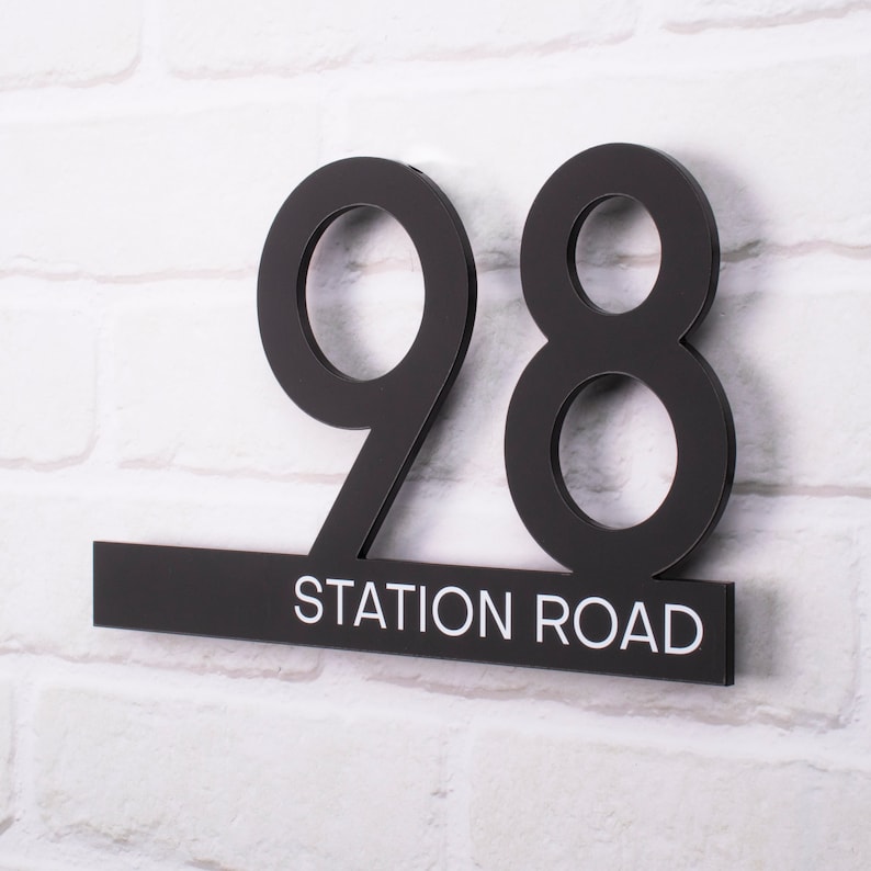 Modern House Numbers Contemporary Floating House Sign Etsy UK