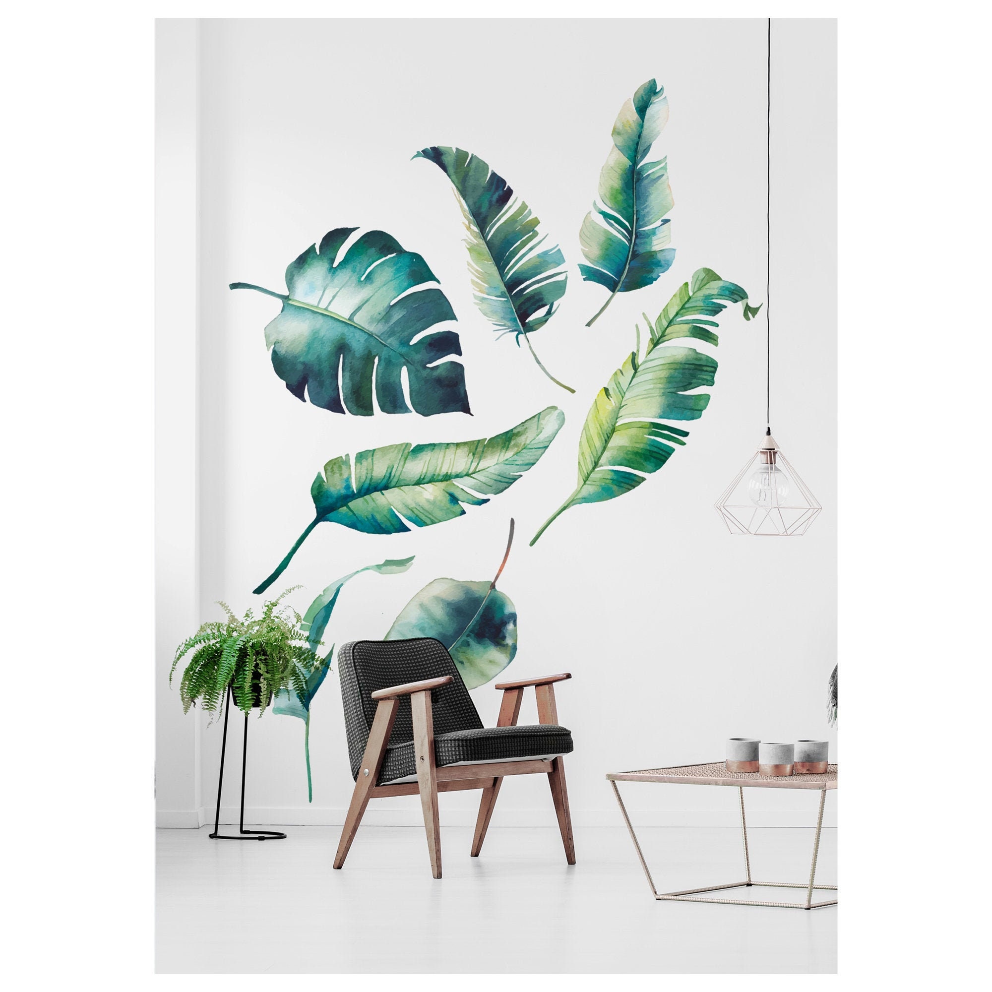 Tropical Leaves Wall Sticker Decal Jungle Leaves Wall Etsy