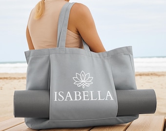 Personalised Yoga Mat Bag: Custom Pilates Organic Tote Bag